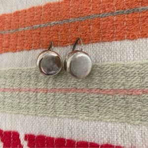 Vintage Silver Button French Hook Earrings